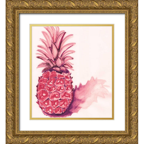 Red Pineapple Gold Ornate Wood Framed Art Print with Double Matting by Seay, Anne