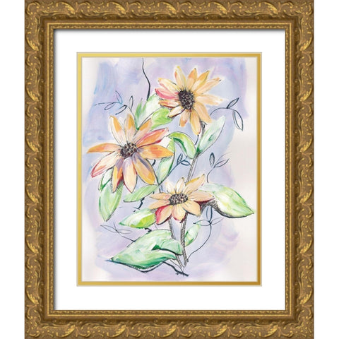 Sunflower Gold Ornate Wood Framed Art Print with Double Matting by Seay, Anne