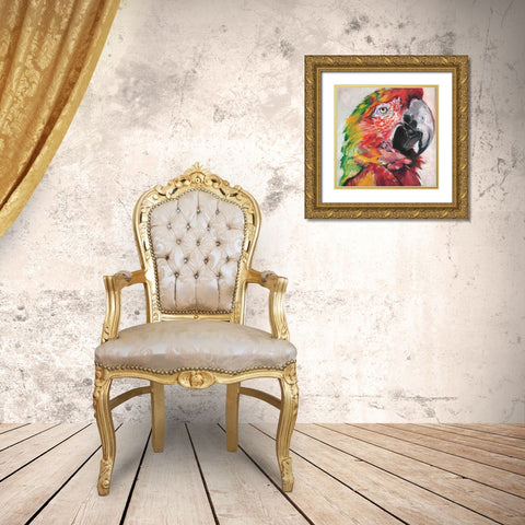 Parrot I Gold Ornate Wood Framed Art Print with Double Matting by Seay, Anne