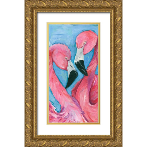 Pink Flaming III Gold Ornate Wood Framed Art Print with Double Matting by Seay, Anne