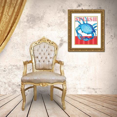 Splash Crab Gold Ornate Wood Framed Art Print with Double Matting by Seay, Anne