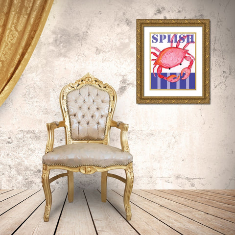 Splish Crab Gold Ornate Wood Framed Art Print with Double Matting by Seay, Anne