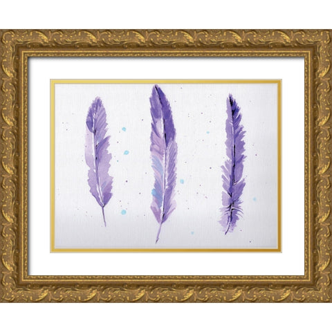 Lavender Feathers Gold Ornate Wood Framed Art Print with Double Matting by Seay, Anne