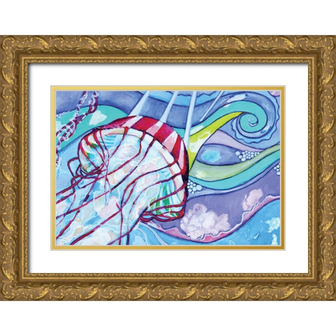 Surfin Jelly Gold Ornate Wood Framed Art Print with Double Matting by Seay, Anne
