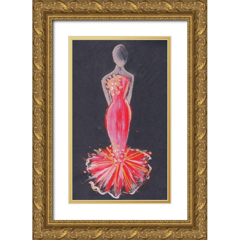 Runway Fashion IV Gold Ornate Wood Framed Art Print with Double Matting by Seay, Anne
