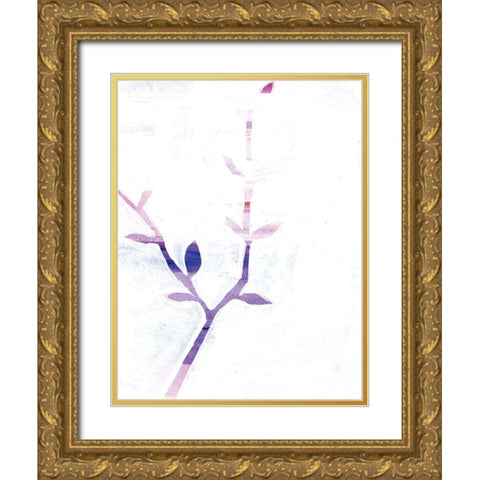 Leaf Trio III Gold Ornate Wood Framed Art Print with Double Matting by Seay, Anne