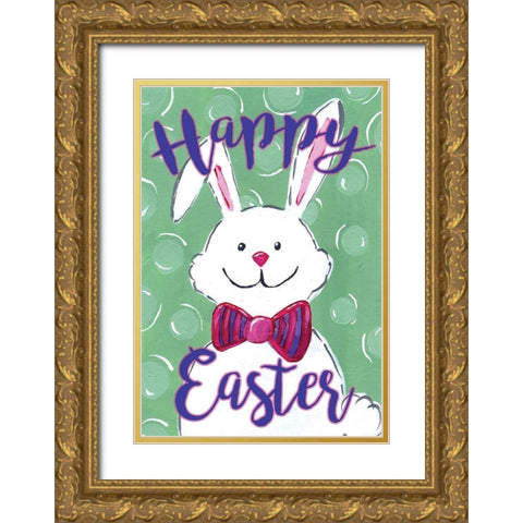 Happy Easter Gold Ornate Wood Framed Art Print with Double Matting by Seay, Anne