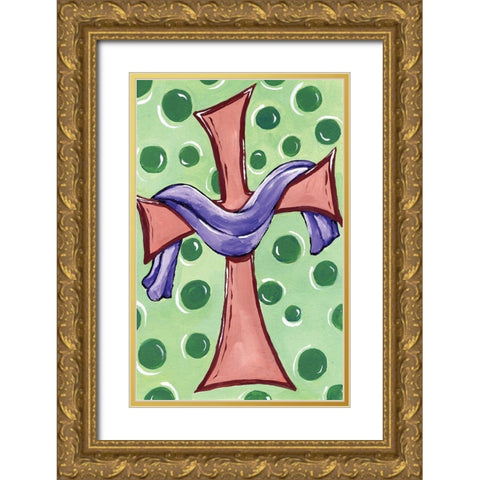 Easter Cross Gold Ornate Wood Framed Art Print with Double Matting by Seay, Anne