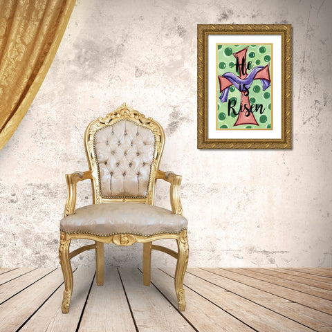 He Is Risen Gold Ornate Wood Framed Art Print with Double Matting by Seay, Anne