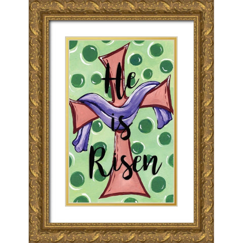 He Is Risen Gold Ornate Wood Framed Art Print with Double Matting by Seay, Anne