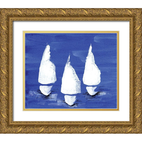 Sailboats at Night II Gold Ornate Wood Framed Art Print with Double Matting by Seay, Anne