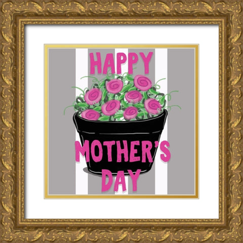 Happy Mothers Day Gold Ornate Wood Framed Art Print with Double Matting by Seay, Anne