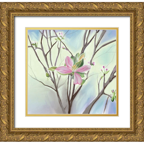 Flower Gold Ornate Wood Framed Art Print with Double Matting by Seay, Anne