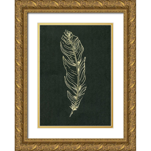 Golden Feather II Gold Ornate Wood Framed Art Print with Double Matting by Seay, Anne