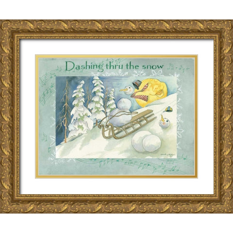 Dashing Through the Snow Gold Ornate Wood Framed Art Print with Double Matting by Phillips, Anita