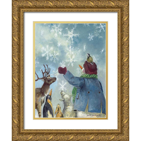 Let It Snow Gold Ornate Wood Framed Art Print with Double Matting by Phillips, Anita