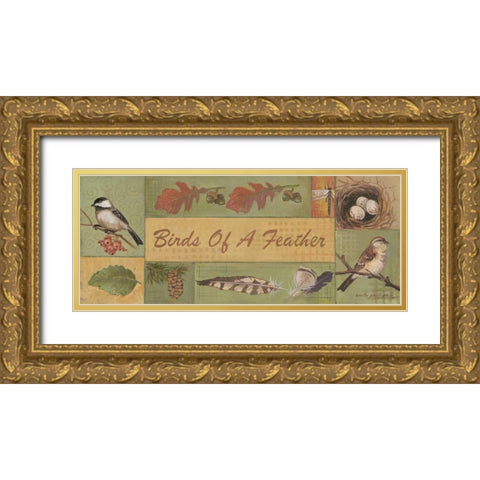 Birds of a Feather Gold Ornate Wood Framed Art Print with Double Matting by Phillips, Anita