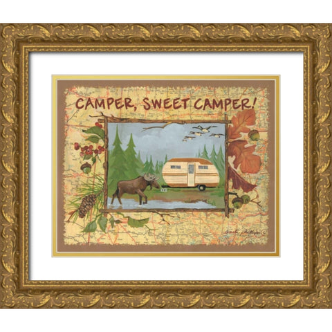 Camper Sweet Camper Gold Ornate Wood Framed Art Print with Double Matting by Phillips, Anita