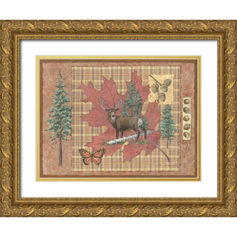 Deer Leaf Gold Ornate Wood Framed Art Print with Double Matting by Phillips, Anita