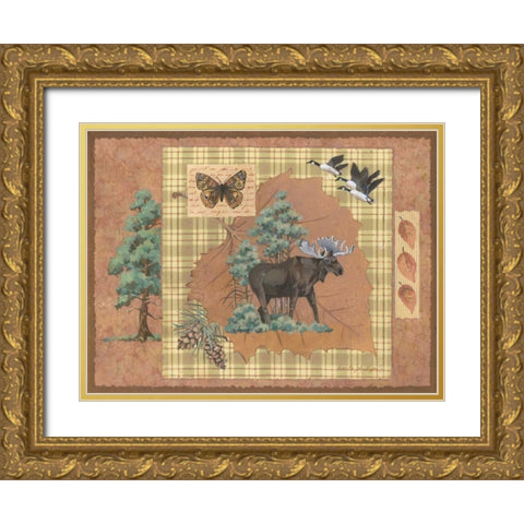 Moose Leaf Gold Ornate Wood Framed Art Print with Double Matting by Phillips, Anita