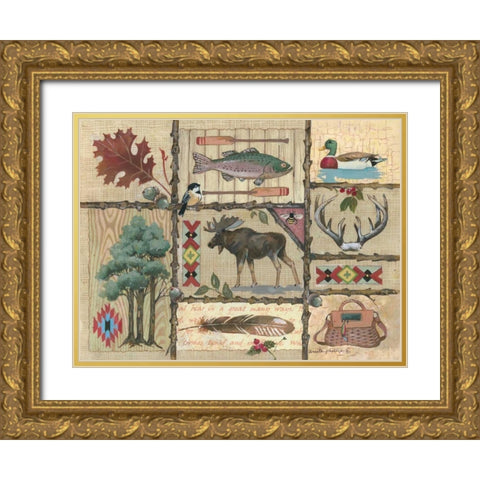 Joys of Fishing Gold Ornate Wood Framed Art Print with Double Matting by Phillips, Anita