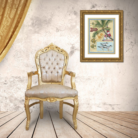 Beach Gold Ornate Wood Framed Art Print with Double Matting by Phillips, Anita
