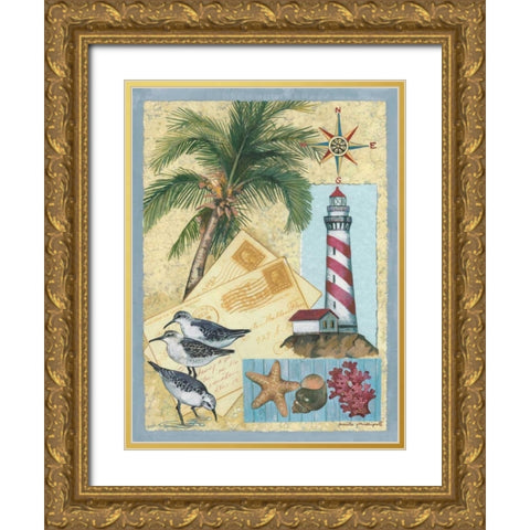 Lighthouse Letters Gold Ornate Wood Framed Art Print with Double Matting by Phillips, Anita
