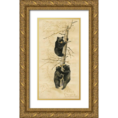 Black Bears Gold Ornate Wood Framed Art Print with Double Matting by Phillips, Anita