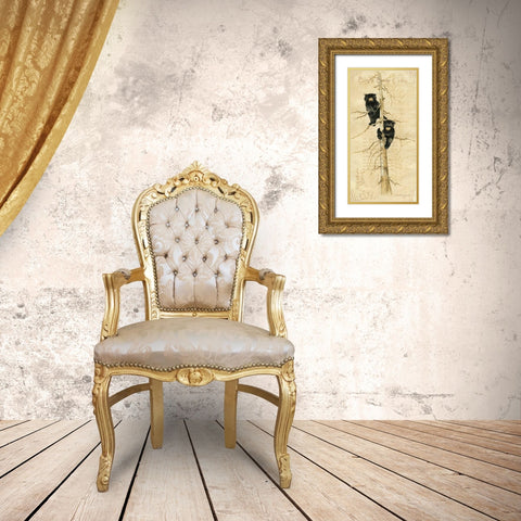 Black Bears Cubs Gold Ornate Wood Framed Art Print with Double Matting by Phillips, Anita