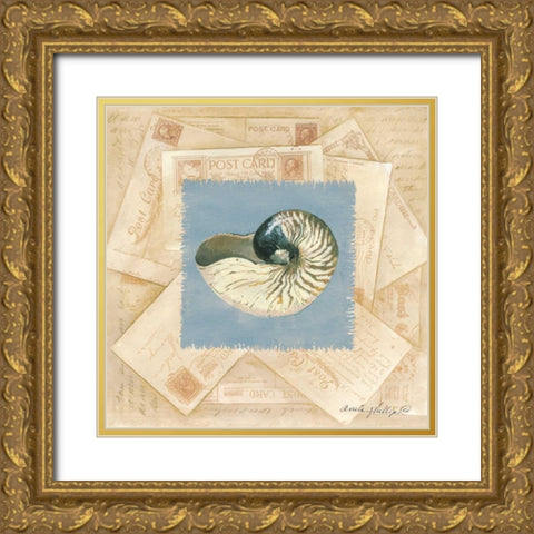 Shell Postcard Gold Ornate Wood Framed Art Print with Double Matting by Phillips, Anita