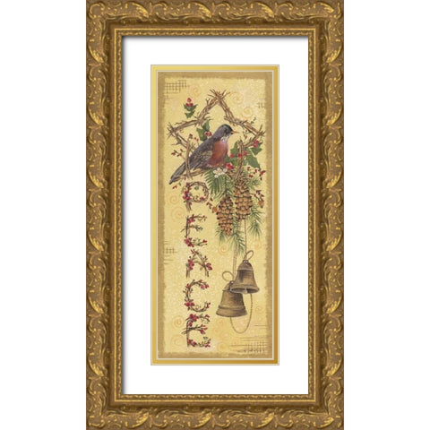 Peace Gold Ornate Wood Framed Art Print with Double Matting by Phillips, Anita