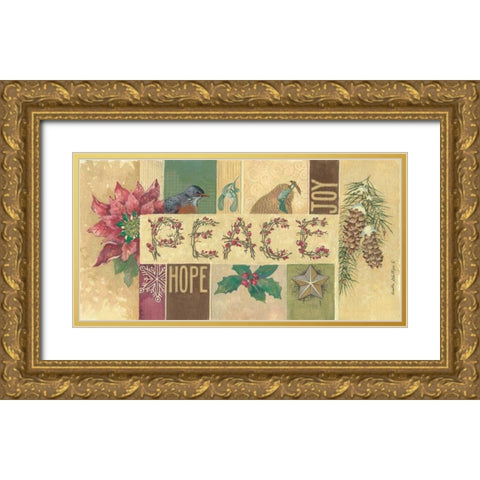 Peace Gold Ornate Wood Framed Art Print with Double Matting by Phillips, Anita