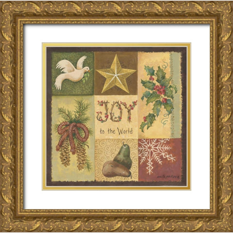 Joy to the World Gold Ornate Wood Framed Art Print with Double Matting by Phillips, Anita