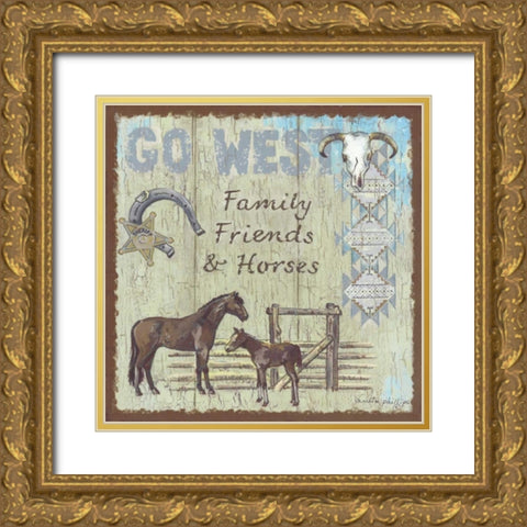 Go West Gold Ornate Wood Framed Art Print with Double Matting by Phillips, Anita