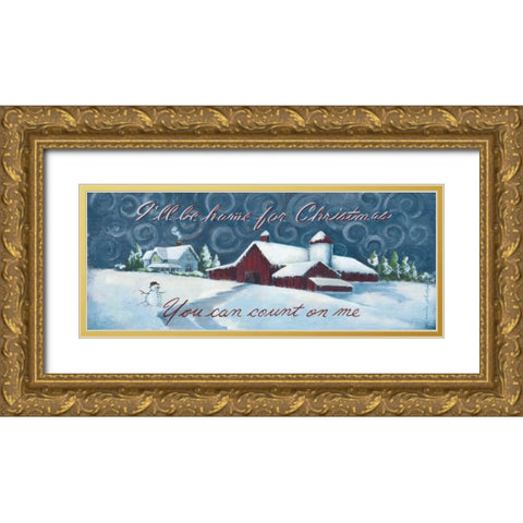 Home for Christmas Gold Ornate Wood Framed Art Print with Double Matting by Phillips, Anita