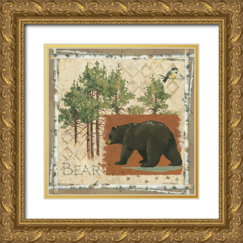 Black Bear Gold Ornate Wood Framed Art Print with Double Matting by Phillips, Anita