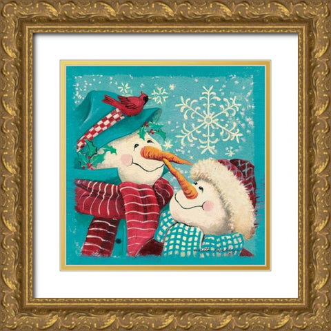 Nose to Nose - Aqua Gold Ornate Wood Framed Art Print with Double Matting by Phillips, Anita