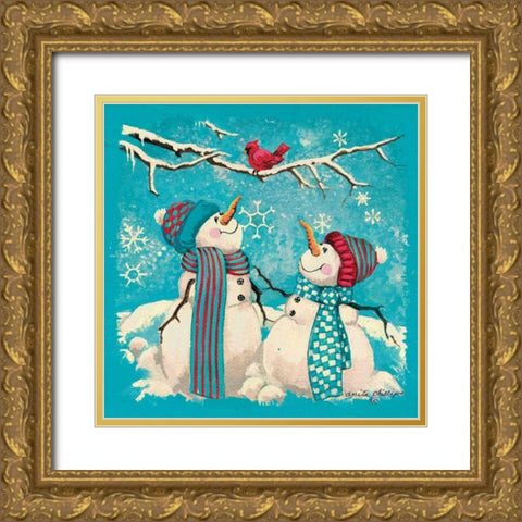 Bird Watching Gold Ornate Wood Framed Art Print with Double Matting by Phillips, Anita