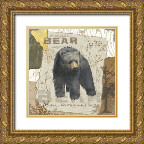 Bear Sleep Gold Ornate Wood Framed Art Print with Double Matting by Phillips, Anita