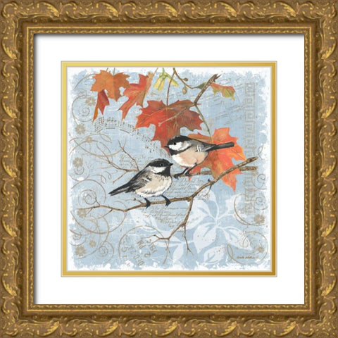 Chickadees III Gold Ornate Wood Framed Art Print with Double Matting by Phillips, Anita