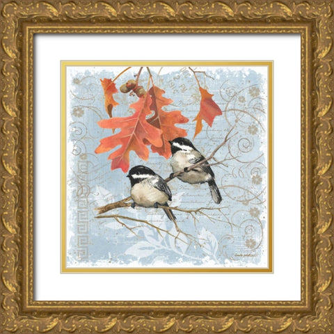 Chickadees IV Gold Ornate Wood Framed Art Print with Double Matting by Phillips, Anita