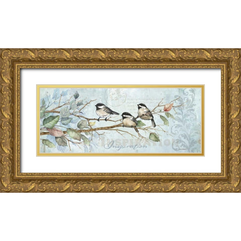 Chickadee Inspiration Gold Ornate Wood Framed Art Print with Double Matting by Phillips, Anita