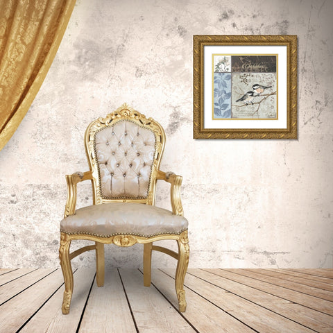 Chickadee Sampler II Gold Ornate Wood Framed Art Print with Double Matting by Phillips, Anita