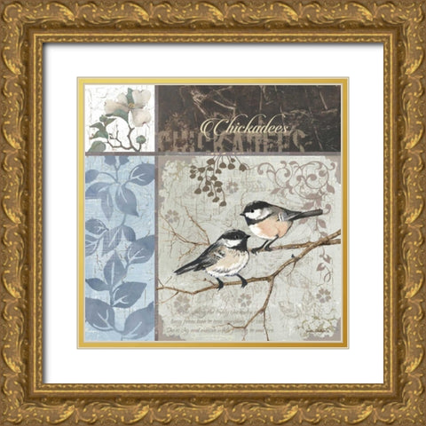 Chickadee Sampler II Gold Ornate Wood Framed Art Print with Double Matting by Phillips, Anita