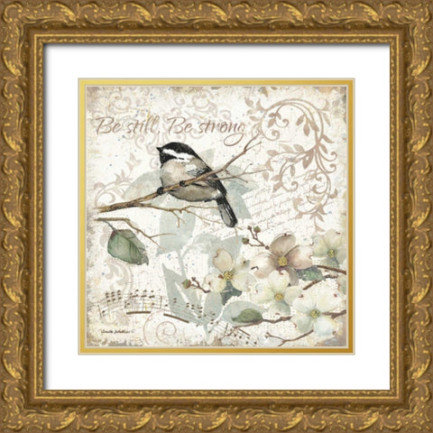 Be Still - Be Strong Gold Ornate Wood Framed Art Print with Double Matting by Phillips, Anita
