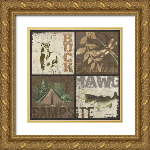 Campsite Gold Ornate Wood Framed Art Print with Double Matting by Phillips, Anita