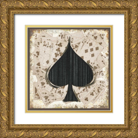 Spades Gold Ornate Wood Framed Art Print with Double Matting by Phillips, Anita