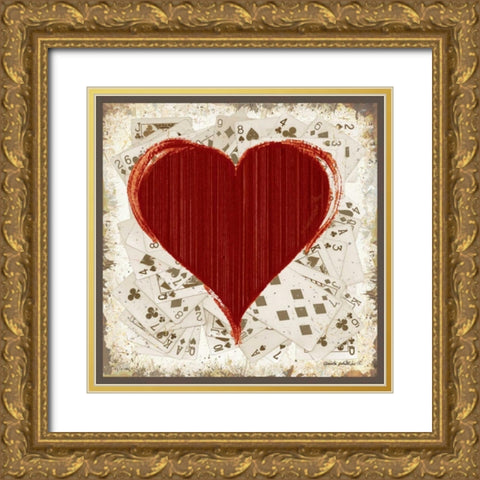 Hearts Gold Ornate Wood Framed Art Print with Double Matting by Phillips, Anita