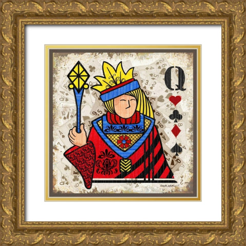 Queen of Hearts Gold Ornate Wood Framed Art Print with Double Matting by Phillips, Anita