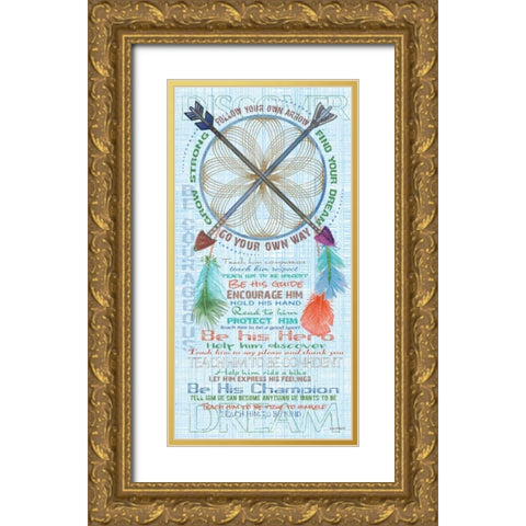 Boys Dream Catcher Gold Ornate Wood Framed Art Print with Double Matting by Phillips, Anita